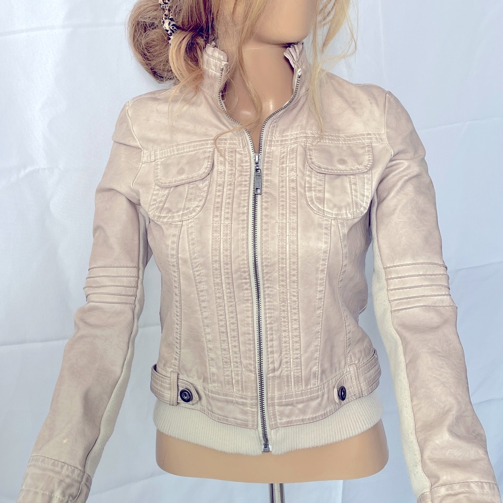 Distressed leather jacket